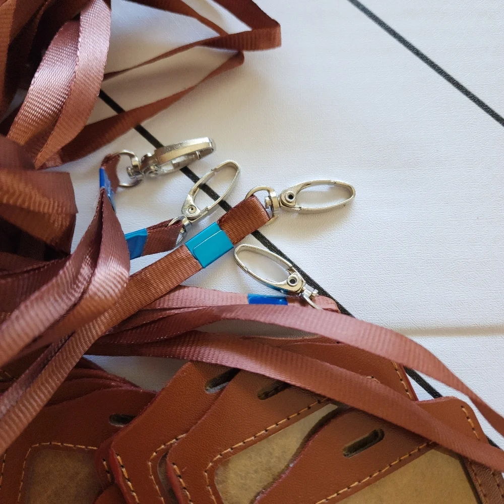 PU Leather ID Badge Holder, Badge Holder with 1 Clear ID Window, 9 pieces.